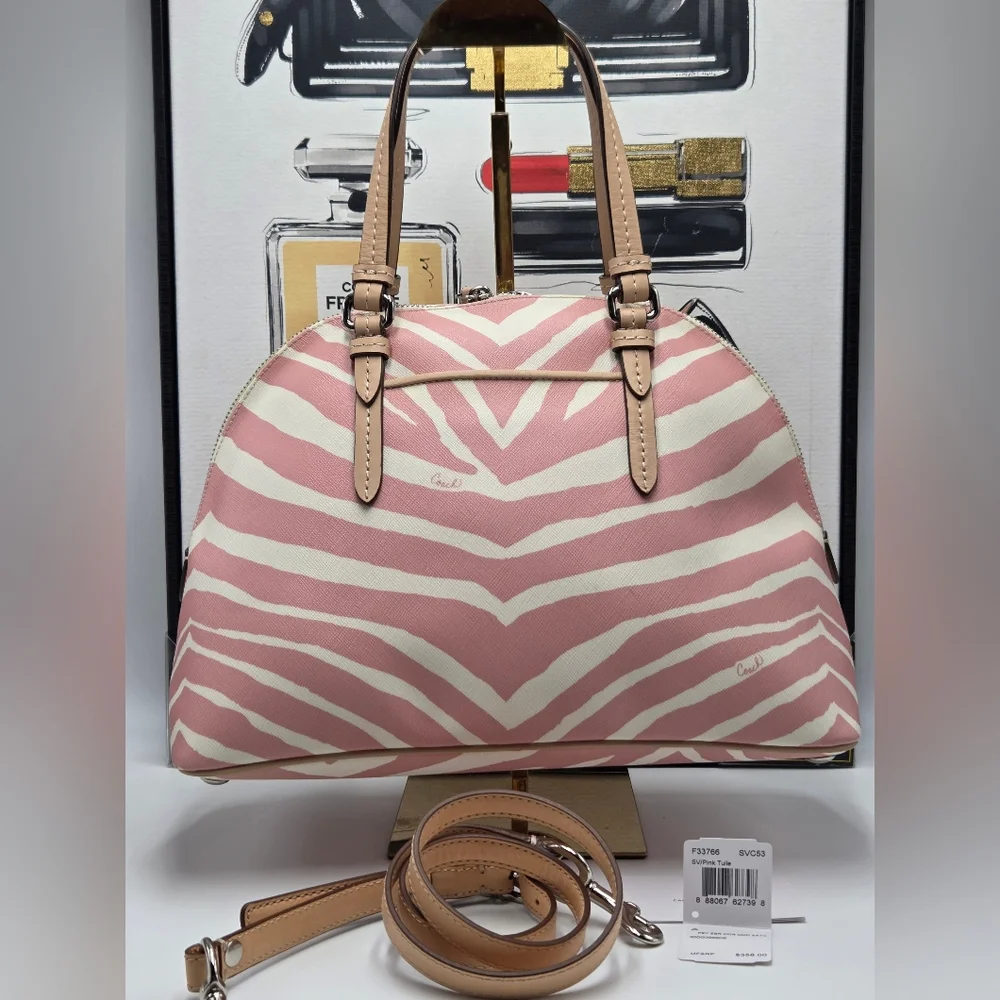 Coach Peyton Zebra Pattern Domed Satchel